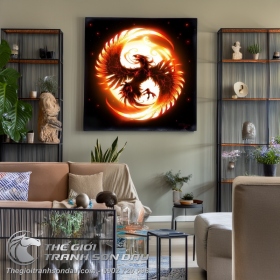 Tranh Sơn Dầu Phượng Hoàng Lửa Ấn Tượng