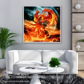 Tranh Sơn Dầu Phượng Hoàng Lửa Dũng Mãnh