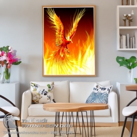 Tranh Sơn Dầu Phượng Hoàng Lửa Trang Trí Đẹp