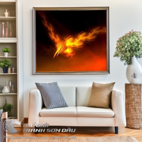 Tranh Sơn Dầu Phượng Hoàng Lửa Trang Trí Nội Thất Đẹp