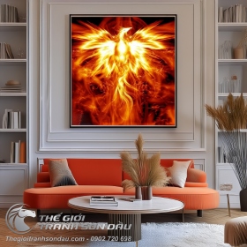 Tranh Sơn Dầu Phượng Hoàng Lửa Trang Trí