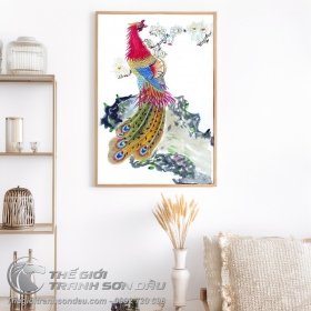 Tranh Sơn Dầu Phượng Hoàng Phong Thủy Treo Phòng Khách