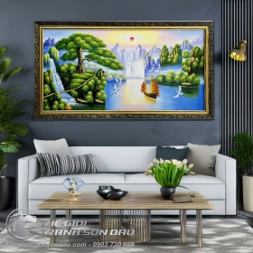 Tranh Sơn Dầu Sơn Thủy Thuận Buồm Xuôi Gió