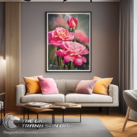 Tranh Sơn Dầu Tả Thực Vẽ Hoa Hồng