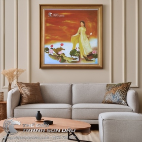 Tranh Sơn Dầu Thiếu Nữ Áo Dài Việt Nam