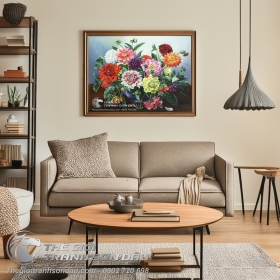 Tranh Sơn Dầu Tĩnh Vật Bình Hoa Treo Phòng Ăn