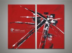 Tranh Sơn Dầu Trừu Tượng Đỏ Mạnh Mẽ