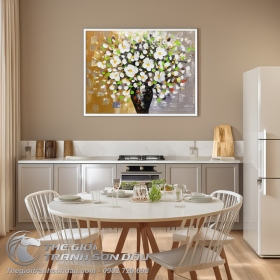 Tranh Sơn Dầu Vẽ Bình Hoa Bằng Bay Nghệ Thuật