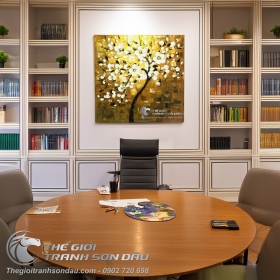 Tranh Sơn Dầu Vẽ Cây Hoa Dày Màu Nghệ Thuật