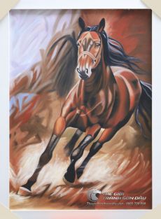 Tranh Sơn Dầu Vẽ Chú Ngựa Độc Hành