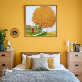 Tranh Sơn Dầu Vẽ Dày Màu Phong Cảnh Việt Nam Cây Vàng