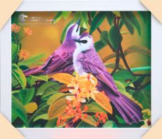 Tranh Sơn Dầu Vẽ Đôi Chim Lông Tím