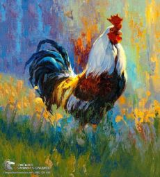 Tranh Sơn Dầu Vẽ Gà Trống Đẹp