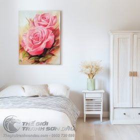 Tranh Sơn Dầu Vẽ Hoa Hồng Đẹp