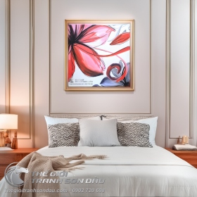 Tranh Sơn Dầu Vẽ Hoa Màu Hồng Ấn Tượng