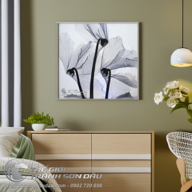 Tranh Sơn Dầu Vẽ Hoa Trắng Đen Ấn Tượng