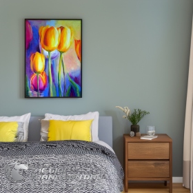 Tranh Sơn Dầu Vẽ Hoa Tulip Màu Sắc Rực Rỡ