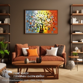 Tranh Sơn Dầu Vẽ Lọ Hoa Dày Màu Nghệ Thuật