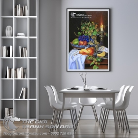 Tranh Sơn Dầu Vẽ Tĩnh Vật Hoa Quả và Nến