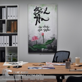 Tranh Sơn Dầu Viết Chữ Thư Pháp Bình An