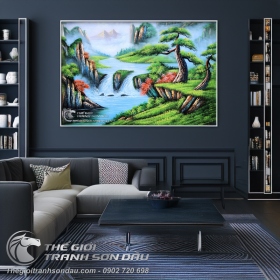 Tranh Sơn Thủy Cây Tùng Bên Dòng Suối