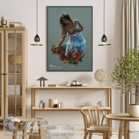 Tranh Thiếu Nữ Khỏa Thân Đang Ngắm Hoa