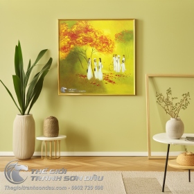Tranh Thiếu Nữ Mặc Áo Dài Việt Nam