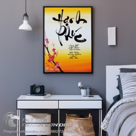 Tranh Thư Pháp Viết Chữ Hạnh Phúc