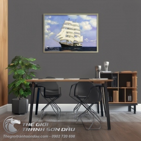 Tranh Thuận Buồm Xuôi Gió Thuyền Chạy Qua Phải