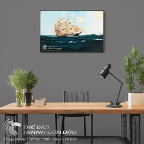 Tranh Thuận Buồm Xuôi Gió Thuyền Chạy Qua Trái