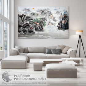 Tranh Thủy Mặc Ẩn Cư Nơi Non Nước Xanh Ngát Hữu Tình