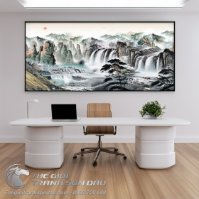 Tranh Thủy Mạc Cảnh Hùng Vĩ Của Núi Thác