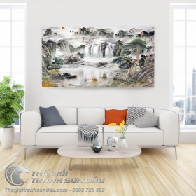 Tranh Thủy Mặc Cây Tùng Vươn Mình Đón Ánh Mặt Trời