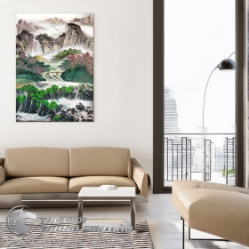 Tranh Thủy Mạc Sơn Thủy Mùa Xuân Đẹp