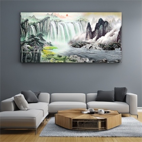 Tranh Thủy Mặc Thác Biếc Đẹp Ấn Tượng