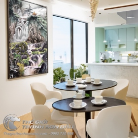 Tranh Thủy Mạc Thác Đá Sơn Thủy Đẹp Rực Rỡ