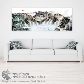 Tranh Thủy Mạc Thác Đổ Sương Bạc