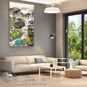 Tranh Thủy Mạc Thác Ghềnh Đẹp Mùa Thu