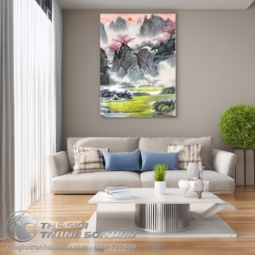 Tranh Thủy Mạc Xuân Về Trên Vách Đá