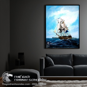 Tranh Thuyền Buồm Lênh Đênh Trên Biển