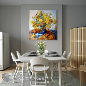 Tranh Tĩnh Vật Bình Hoa Cúc Vàng