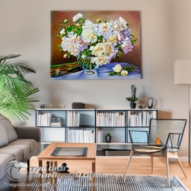 Tranh Tĩnh Vật Hoa Mẫu Đơn Tả Thực