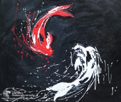 Tranh Trừu Tượng Đôi Cá Chép