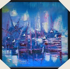 Tranh Trừu Tượng Xanh Dương và Tím