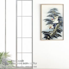 Tranh Vẽ 2 Con Chim Hạc Trên Cây Tùng