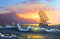 Tranh Thuyền Và Biển Lúc Bình Minh