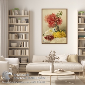 Tranh Vẽ Bình Hoa Cúc Đẹp Thanh Tao
