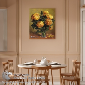 Tranh Vẽ Bình Hoa Cúc Vàng Trang Trí Đẹp