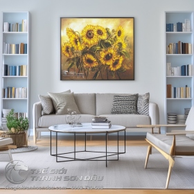 Tranh Vẽ Bông Hoa Hướng Dương Trong Vườn Chiều