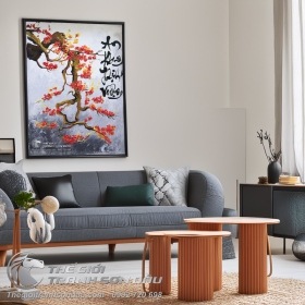 Tranh Vẽ Cành Đào An Khang Thịnh Vượng